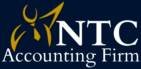 NTC Accounting Firm logo, blue background.