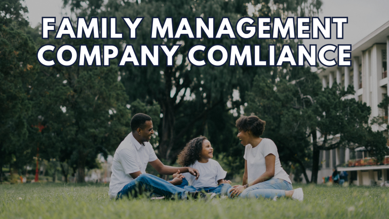 Smiling Black family sitting in the grass outside a building — representing family-owned businesses learning how to stay compliant when paying children through a Family Management Company.